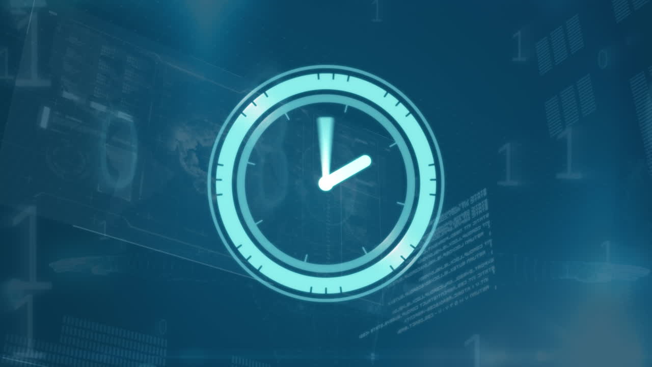 Animation of clock moving over data processing