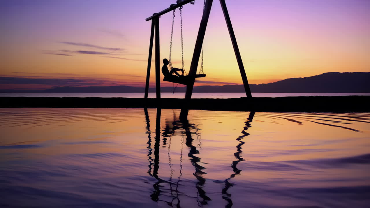 Reflexos tranquilos do pôr do sol na praia