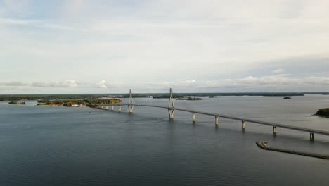 cinematic establishing shot of replot bridge, tranquil archipelago, panorama