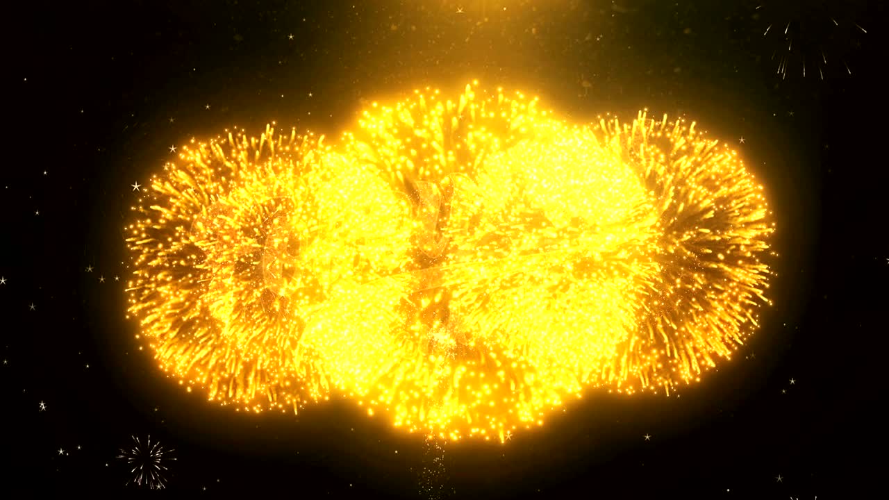 seguirnos el texto de la tarjeta de felicitación revela de fuegos artificiales dorados y galletas en brillo partículas mágicas brillantes chispas noche para la celebración, deseos, eventos, mensaje, vacaciones, festival