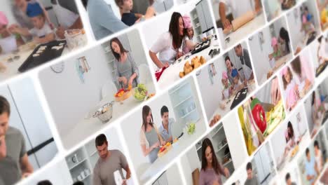 montaje de personas cocinando