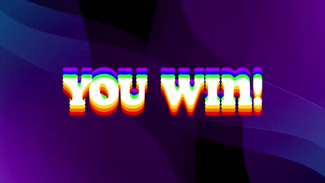 animation of you win text on black background