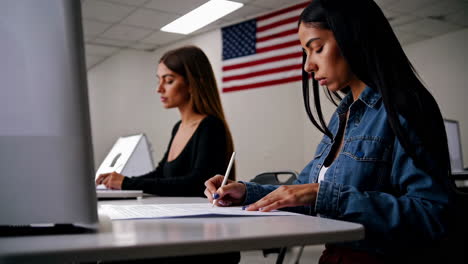 young people engaging in civic duties or academic tasks