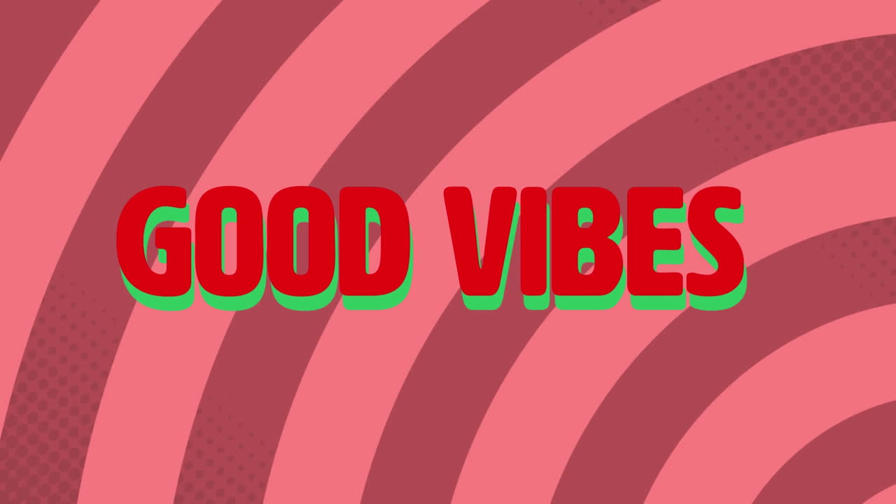 animación digital de buenas vibraciones texto contra líneas convergentes fondo