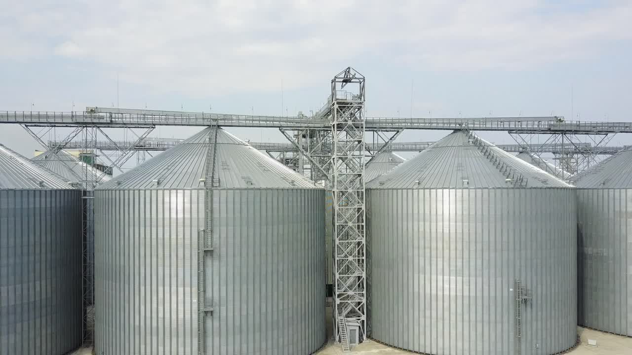 Granary for grain. Modern silos for storing grain harvest