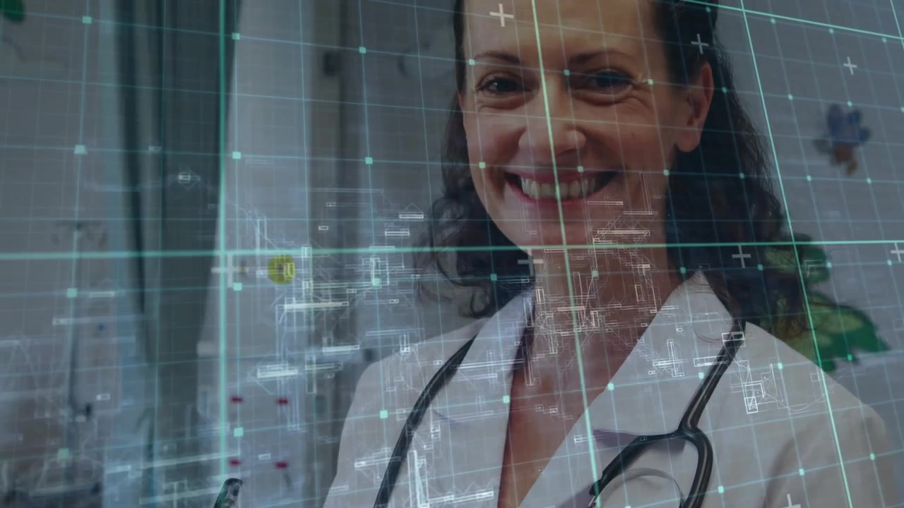Dottoressa che scrive su una cartella clinica alla postazione, con lo scorrimento di una griglia che facilita la registrazione dei dati del paziente.