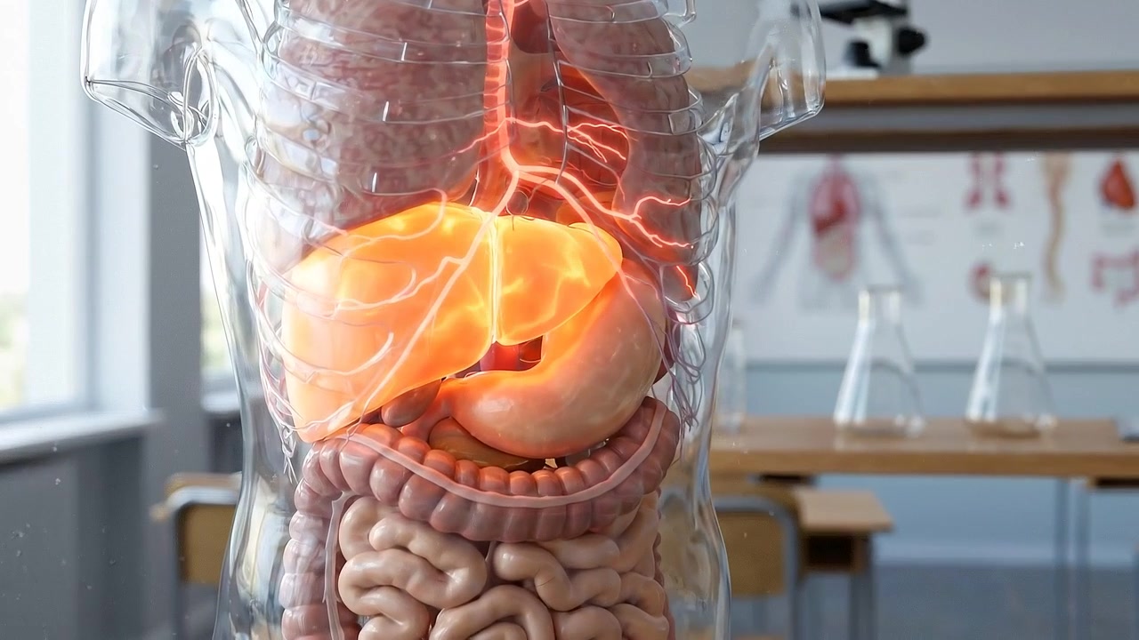 3D Medical Animation of Human Liver and Digestive System