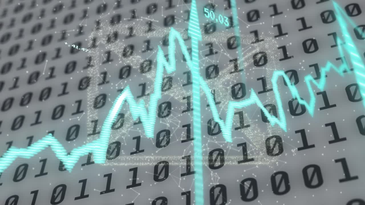 화면과 백색 바탕에 봉투 아이콘으로 금융 데이터 처리의 애니메이션