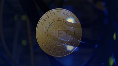 animazione di monete con nft su cavi di computer