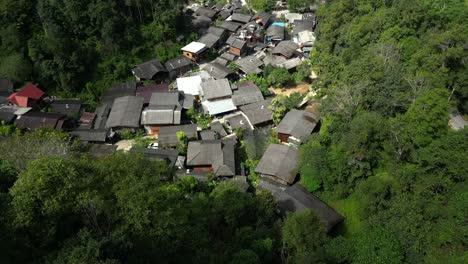 cinematic slow motion reveal of beautiful thai village mae kampong