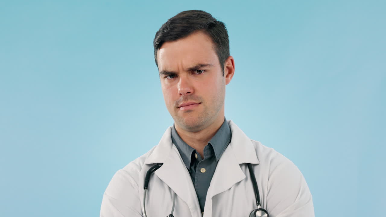 Healthcare, thinking or confused with a doctor man
