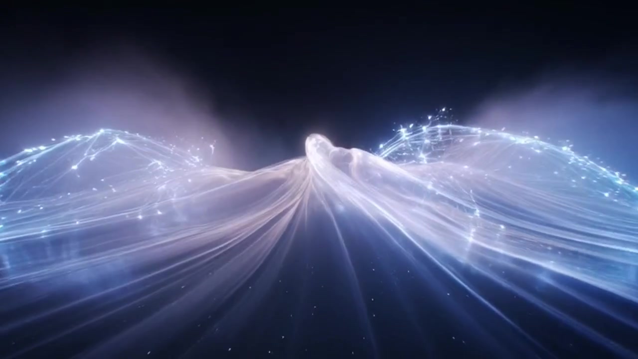 Abstract Digital Wave Form with Glowing Particles and Network Connections