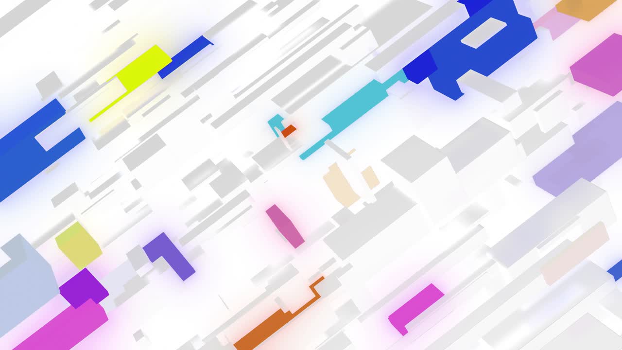 Latar belakang cahaya 4K abstrak berulang dengan jaringan blok putih berbagai ukuran, beberapa dengan cahaya multiwarna. Visualisasi AI yang bekerja dengan big data atau teknologi blockchain. Kaca matte putih