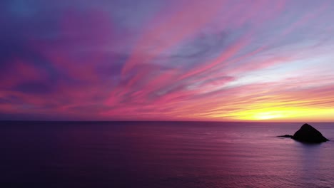 drone looking at beautiful sunset at the beach