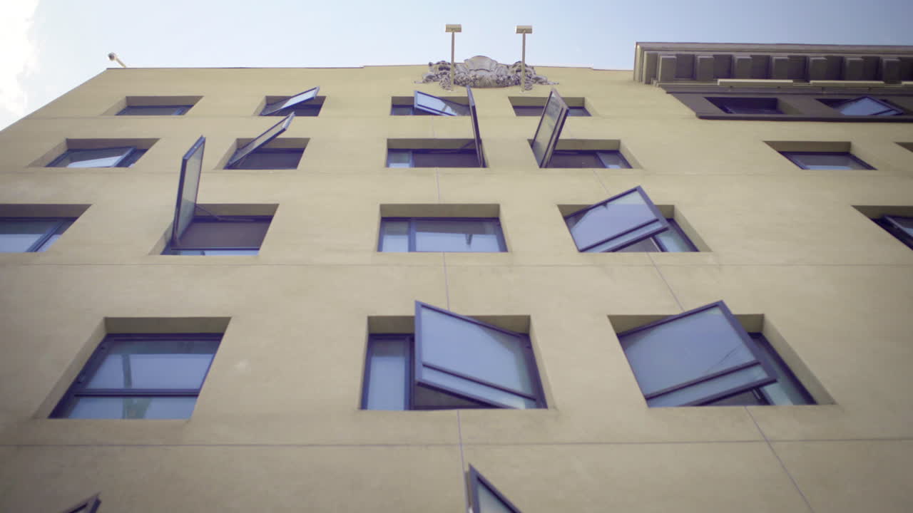 Building Facade with Open Windows