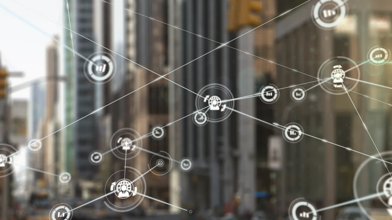 Animation of cityscape and connections