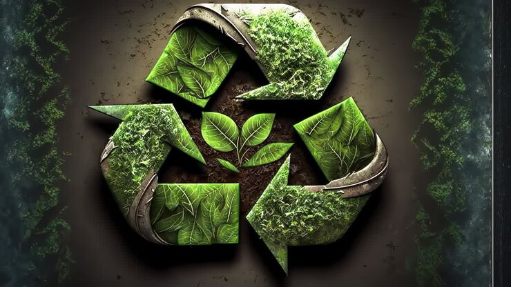 Recycling Symbol Made of Green Leaves