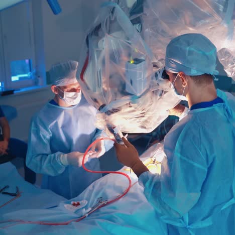 group of doctors doing operation