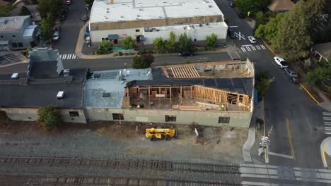 shot in ashland, oregon, usa this is a drone shot of the old oak street steel building