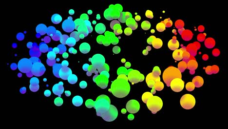 4k fondo abstracto en bucle con hermosas bolas multicolores como burbujas de pintura o gotas de tinte en agua en estilo plano. 3d con luma mate como canal alfa. estructura circular