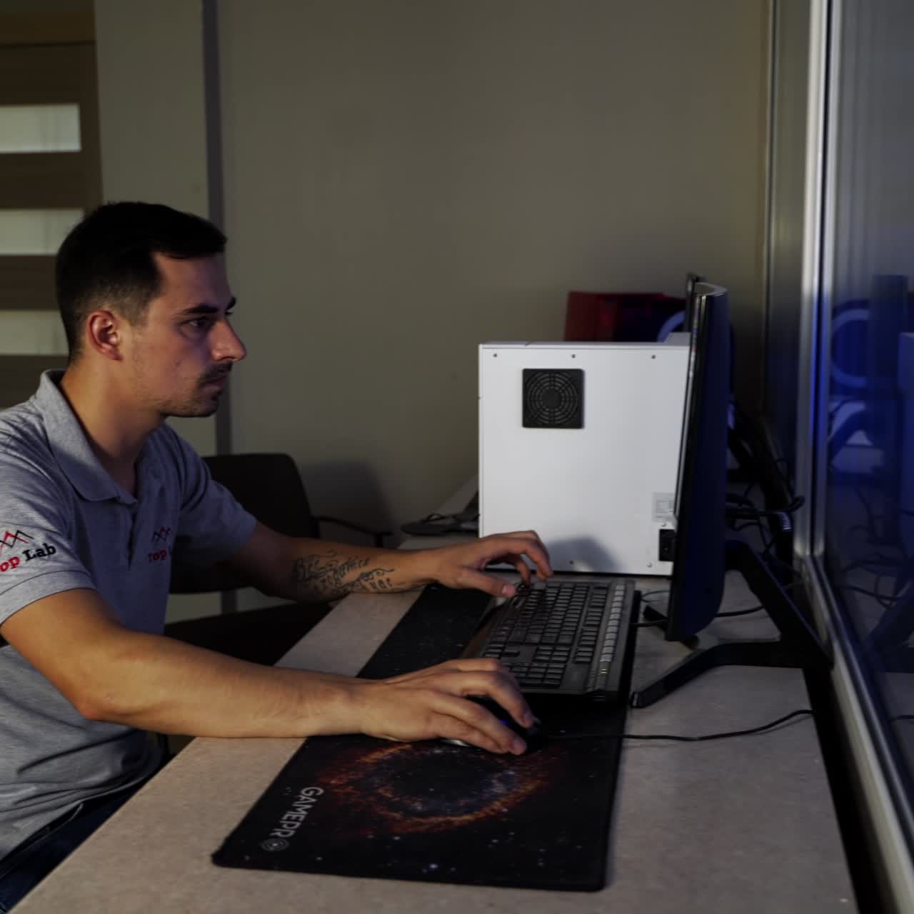 Technician working in dental lab