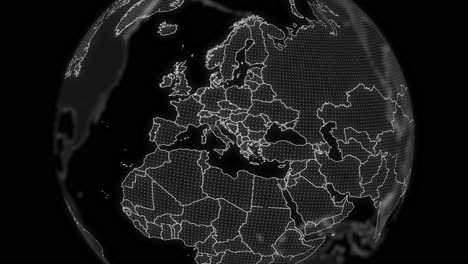 albania país alfa para la edición de datos tecnología de análisis globo giratorio, video cinematográfico muestra un globo digital giratorio, haciendo zoom en albania país alfa para la edición de plantilla