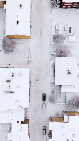 aerial view of a snow-covered town