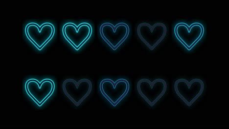 blue hearts pattern with neon light