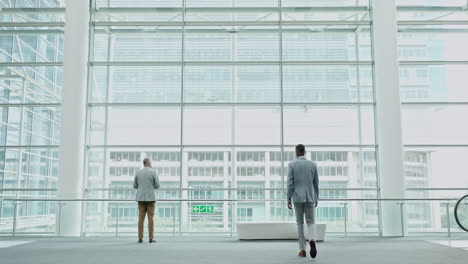 walking, handshake and business men at airport