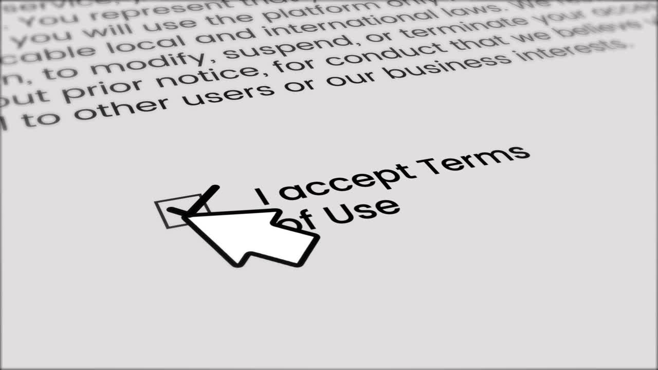 Mouse Cursor Clicks Checkbox to Accept Terms of Use