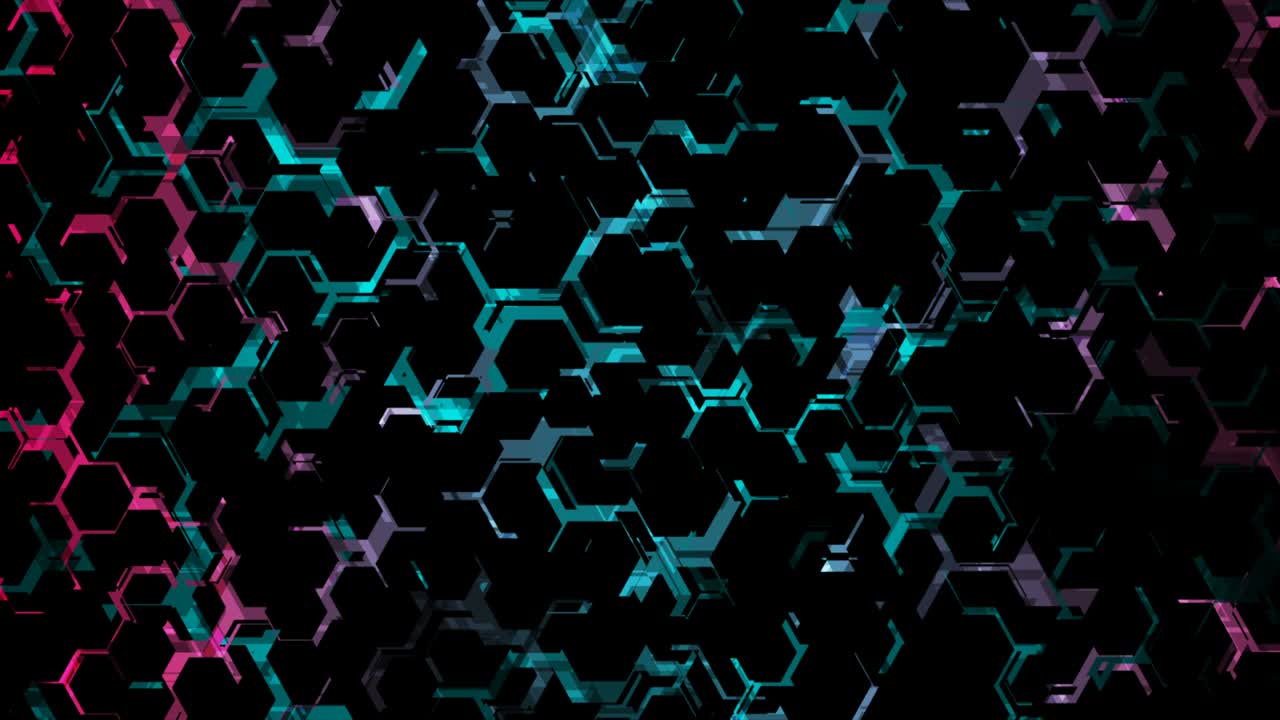 abstracto azul púrpura neón patrón hexagonal fondo de movimiento