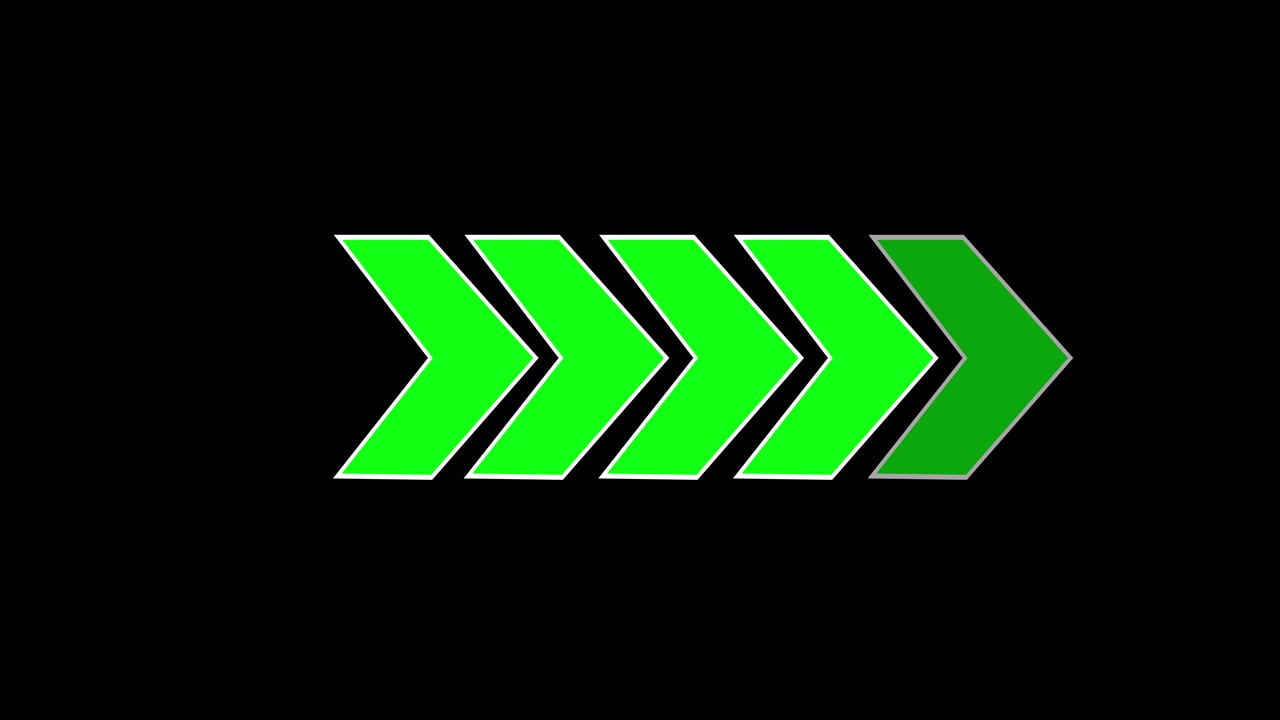 Looping Animation of Bright Green Arrows Pointing Right