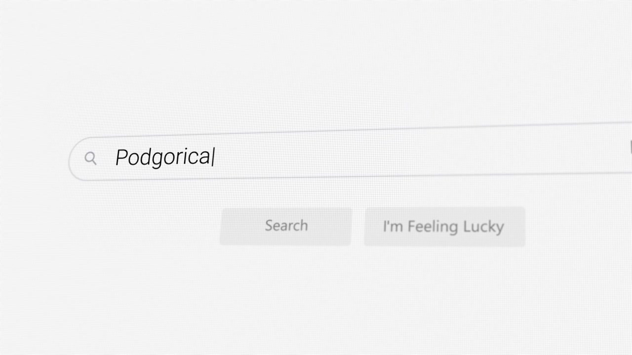 Searching for Podgorica on Internet browser