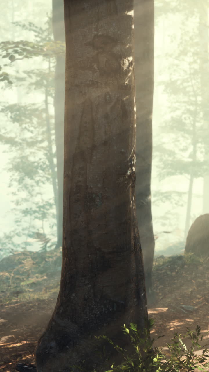 숲 속 의 나무 들 을 가로질러 빛나는 빛