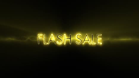 Neon-yellow-Flash-sale-text-appearing-against-a-black-screen-4k