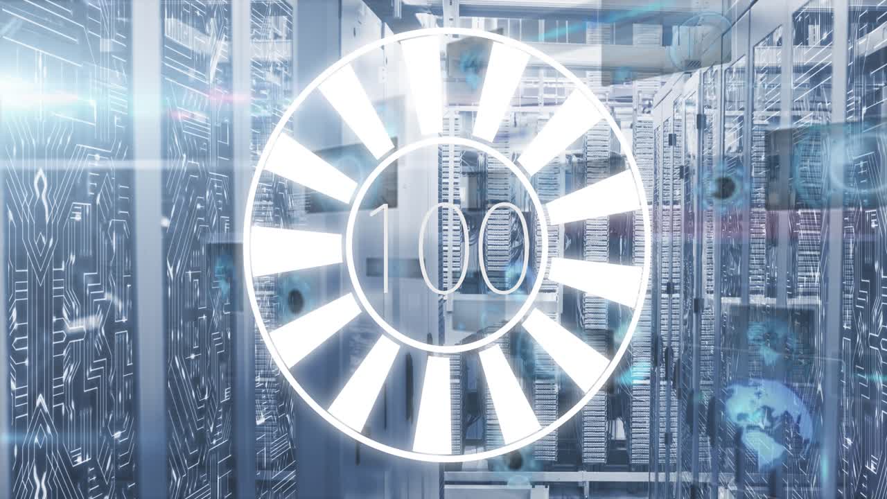 Animation of data processing over server room