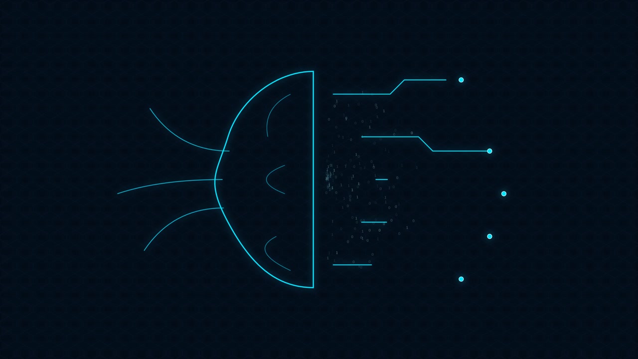 Abstract Digital Interface Animation with Glowing Circuitry Lines