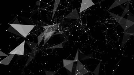 composición abstracta con puntos de conexión y líneas y triángulos de bucle de fondo.