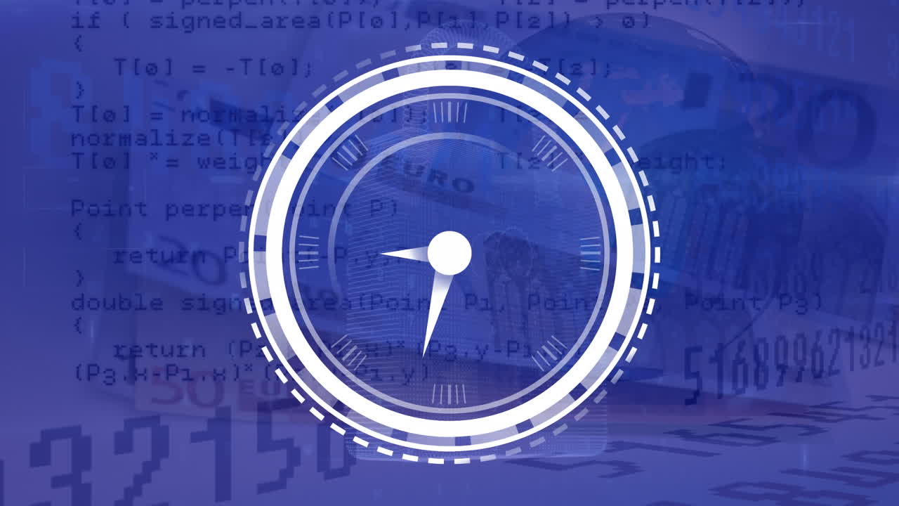 анимация часов, движущихся над банкнотами