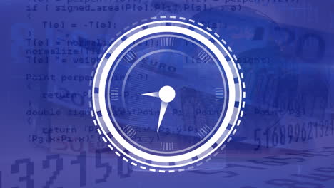 animación de un reloj que se mueve sobre los billetes
