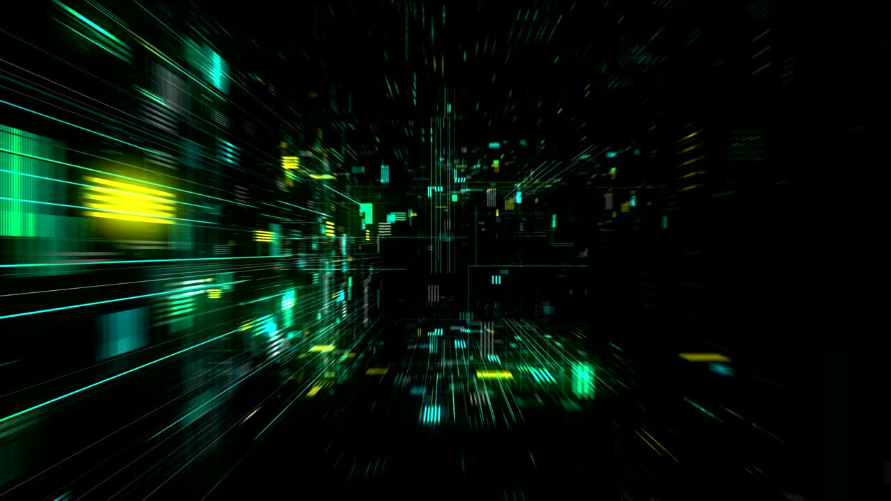 Flight into cosmic futuristic HUD tunnel seamless VJ loop. 4K 3D render loop