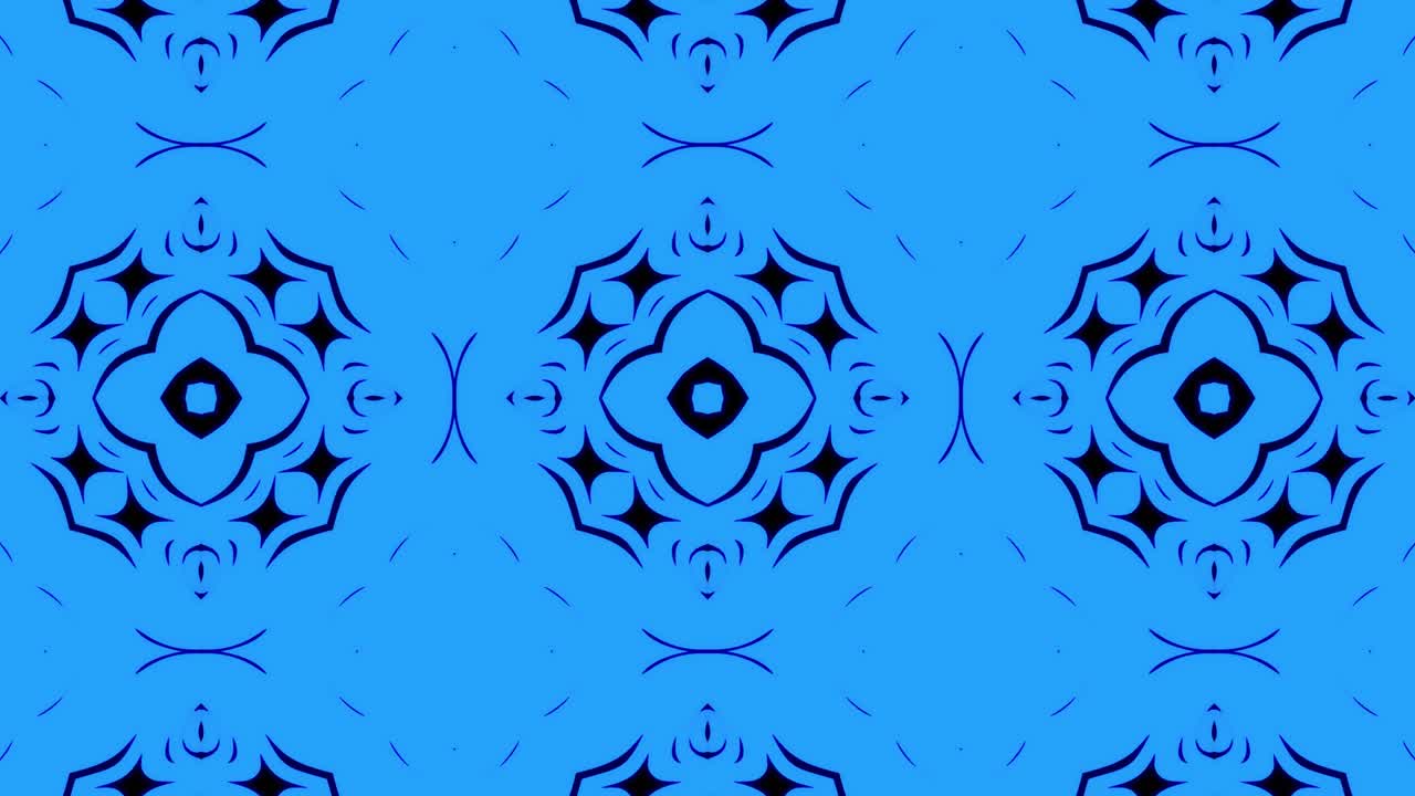 Abstract blue geometric seamless pattern background. Abstract Stripes Kaleidoscope Loop. Fast Psychedelic Colorful Kaleidoscope VJ background. Disco Abstract Motion Background. Kaleidoscope effect