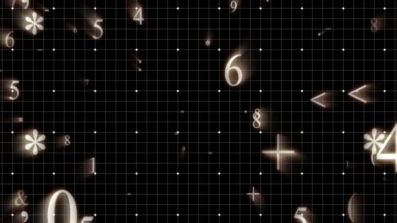 Numbers on black background