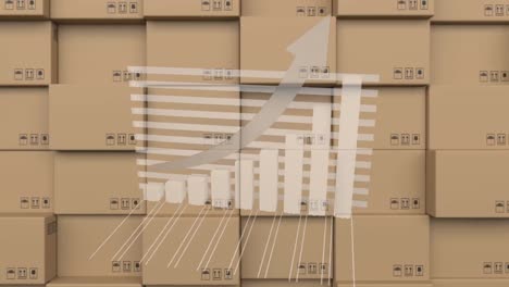 animation of statistics processing over cardboard boxes