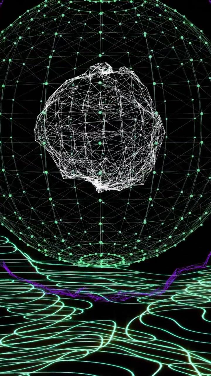 Animation of globe with network of connections on black background