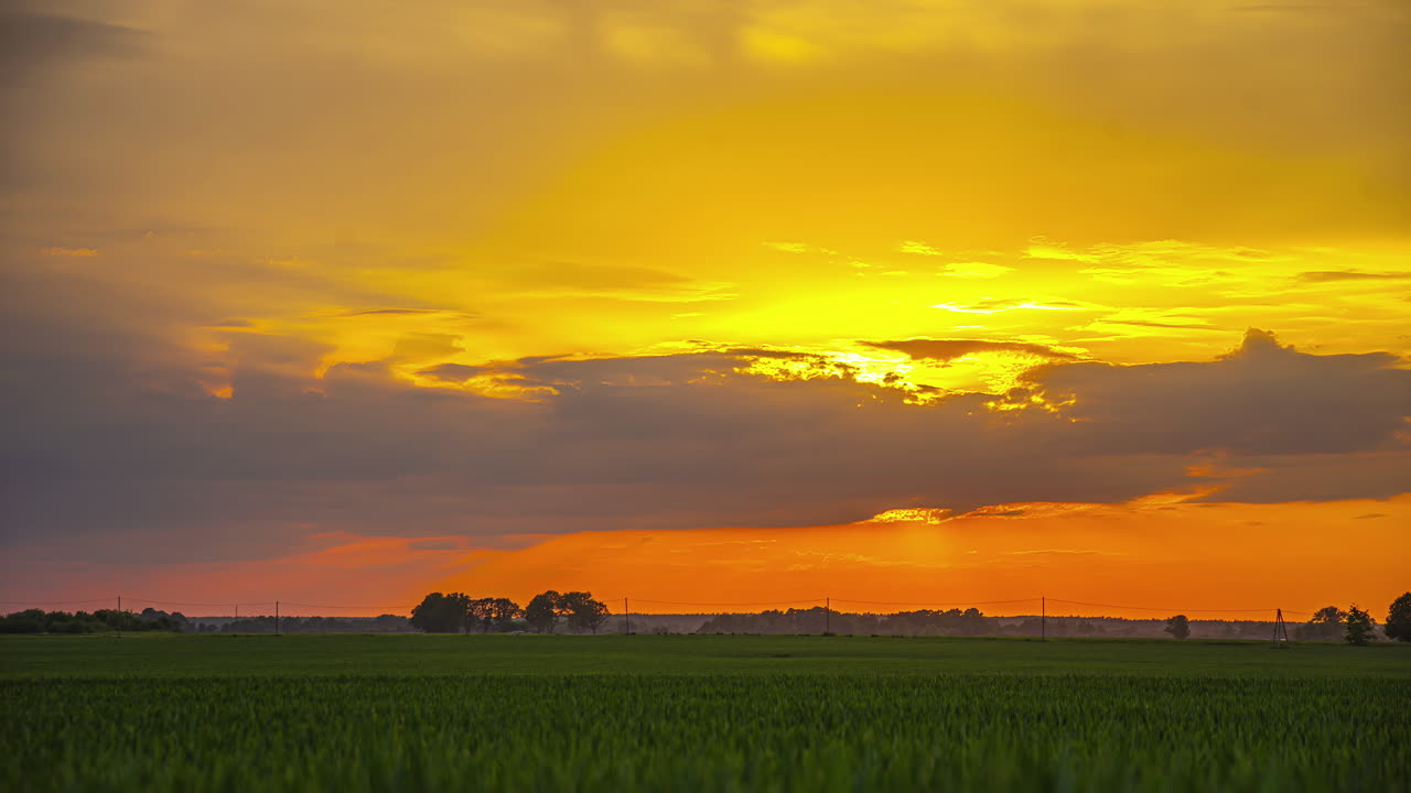 일몰, 움직이는 구름과 태양, 아름다운, 풍경, 황금빛 하늘