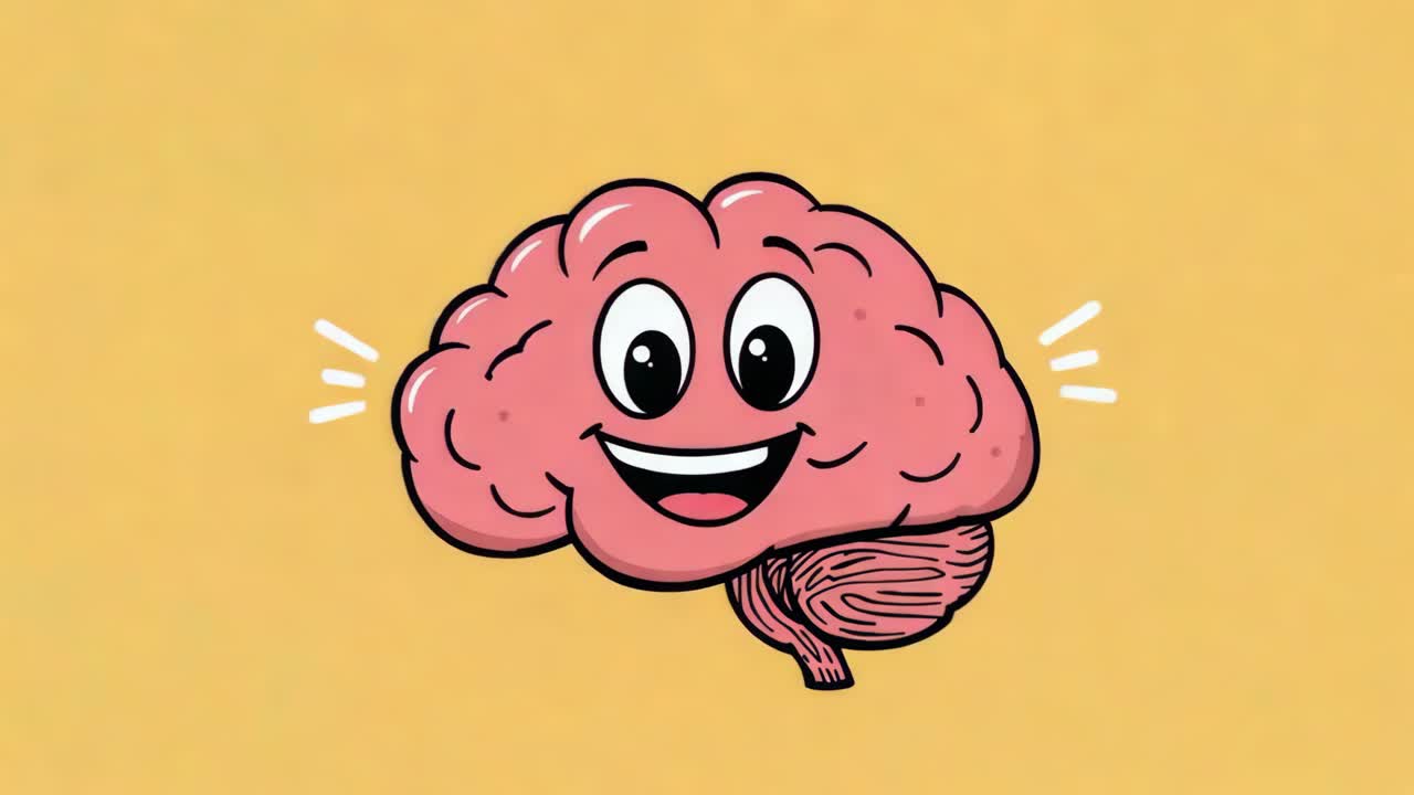 Cartoon Brain with a Happy Expression