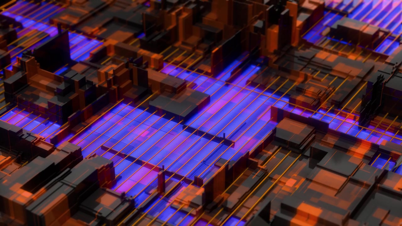 Abstract Futuristic Digital Circuit Board with Glowing Blue Lights