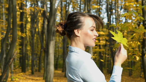 autumn woman in autumn park