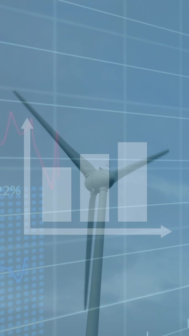 Animation of graphs and data over wind turbine